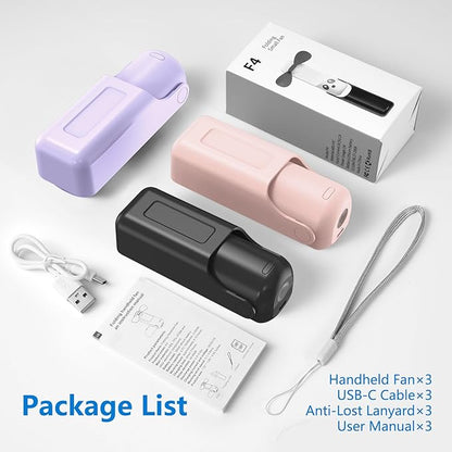 3 PCS Portable Mini Handheld Fans, 3 In 1 Foldable Small Pocket Fan Desk Personal Fan with Flashlight 3 Speeds, USB Rechargeable Battery Operated, Gift for Women Men Kids Office Outdoor Travel Camping