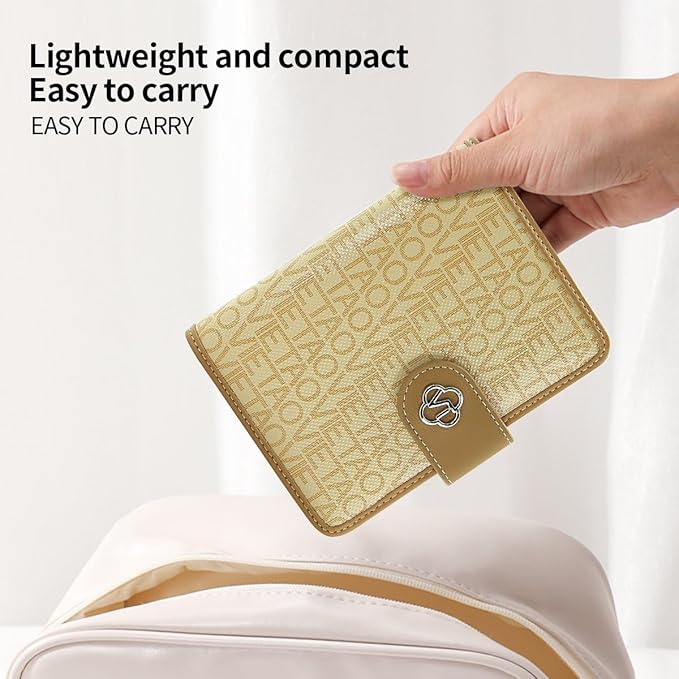 Passport Holder Wallet Bag with AirTag Holder, Card Slots and Passport Solt Ticket Cash Solt, Photo Solt Sim Card Pen Slot.Apricot