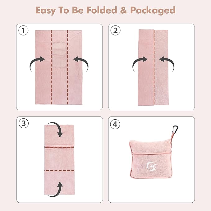 Tirrinia Travel Blanket Airplane Compact with Bag - Cozy Travel Pillow Blanket for Long Flight, Airplane Travel Essentials, Packable and Lightweight Travel Blanket and Pillow Set for Kids & Adults,