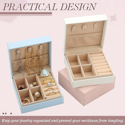 Bridesmaid Proposal Gifts Travel Jewelry Case Jewelry Travel Organizer Small Bachelorette party Jewelry Box Bridesmaid Gift Boxes Mini Storage Organizer Storage Box (8, White&Pink small)