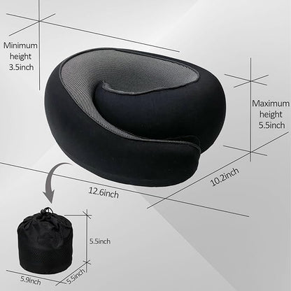 Outney™ Travel Pillow for Airplanes 2025 Veritable Chin Support Travel Neck Pillow 100% Pure Memory Foam Full Neck Surround Pillows for Traveling Flight Sleeping Portable Travel Essentials (Black)