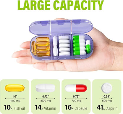 Vikie Weekly Pill Organizer 3 Times a Day, Morn NOON Night, BPA-Free, Portable & Moisture-Proof for Pills, Vitamins, Supplements (3x7 Transparent + Rainbow)