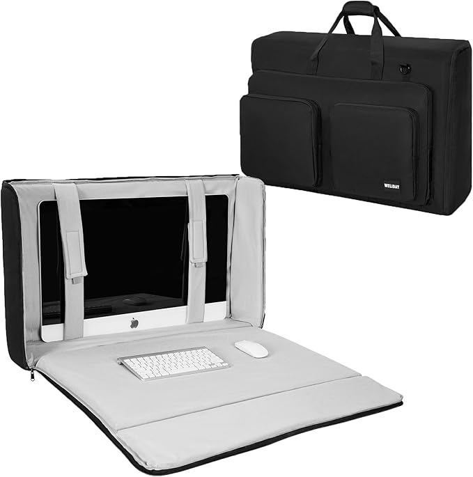 Monitor Carrying Case, Padded Monitor Travel Case, Multi-pocket Monitor Bag for Transporting Screens, Monitors and TVs