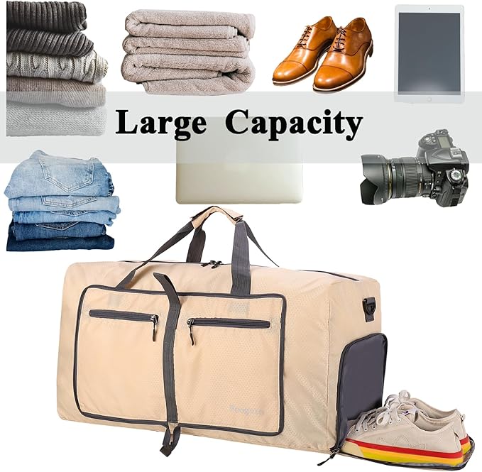 Woogwin Travel Duffel Bag Large Foldable Waterproof Overnight Bag for Beach Swim Bags Pool Sports Gym