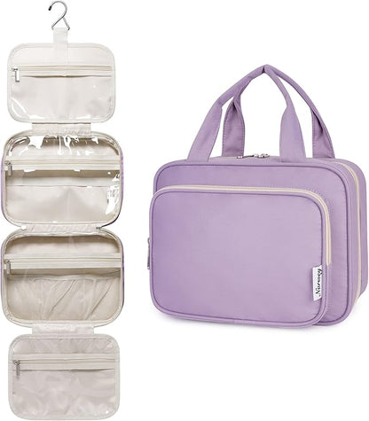Narwey Hanging Toiletry Bag for Women Travel Makeup Bag Organizer Toiletries Bag for Travel Size Essentials Accessories Cosmetics (Purple (Medium))