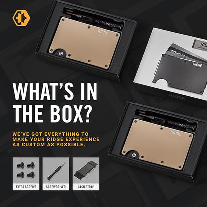 Ridge Wallet for Men - Slim Minimalist Compact Wallet and Card Holder, RFID Protected Front Pocket Wallets for Men with Integrated Cash Strap (Mojave Tan)