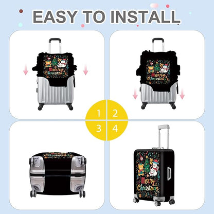 FOREVER QUEEN Cartoon - Merry Christmas Luggage Cover Suitcase Protector Suitcase Cover Anti-Scratch,Stretchable Bag Cover Washable Durable Polyester