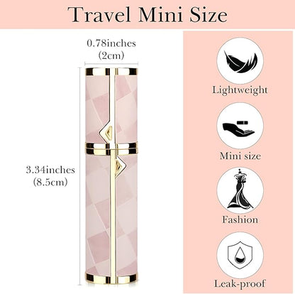 LUEXBOX 5ml Refillable Perfume Bottle, Faux Leather Atomizer Perfume Spray Pump, Portable Fragrance Mist Dispenser for Travel, Scent Mini Bottle with Pocket Size (Peach)