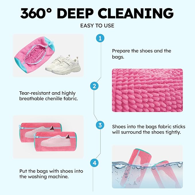 Shoe Washing Machine Bag: Shoe Bag for Washing Machine - Reusable Shoe Cleaning Bag for Sneaker Tennis Shoes Unstain Cleaner Kit
