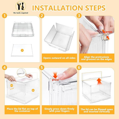 File Organizer Box with Lid,Hanging Filing Folder Organizer for Document Storage with Plastic Slide,Letter-size File Holder Filing Box for Office/Home/Decor/（3Pack）