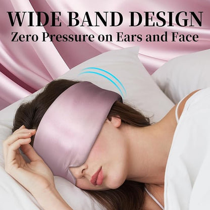 100% Mulberry Silk Sleep Mask, Large Eye Cover for Sleeping, Comfortable and Pressure-Free Sleeping Masks for Women Men, Completely Blackout (Light Plum)