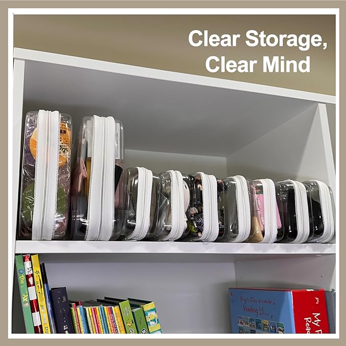 4 pcs Clear Zipper Pouches,Hard Shell Zipper Case, Toiletry Bag for Travel, CLear Diaper Bag, Toiletry Pouch, Travel Organizer, Clear Cosmetic Bag,Toy Storage Bins (M+3S)