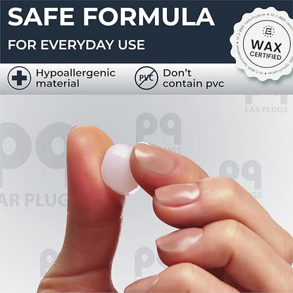 PQ Wax Ear Plugs for Sleeping, Swimming - 50 Noise Cancelling Silicone Gel Wax Earplugs, Ear Protection for Sleep and Swim, Soft Wax Pillows with Sound Blocking Level 32Db, (50 Pillows), Color: White