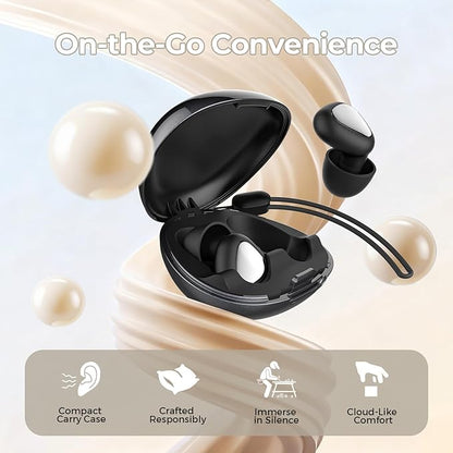 Ear Plugs for Sleeping, 45dB Noise Reduction Reusable Earplugs for Snoring, Travel, Work & Concerts, Hearing Protection with 8-Size (XS-L) Ear Tips - Black