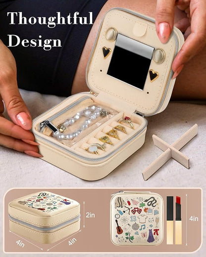 Bistup Travel Jewelry Case - Small Jewelry Organizers and Storage Box for Women Girls Teens Cute Traveling Jewelry Holder with Mirror Little Tiny Compact Modern Unique Aesthetic Pretty, Musician