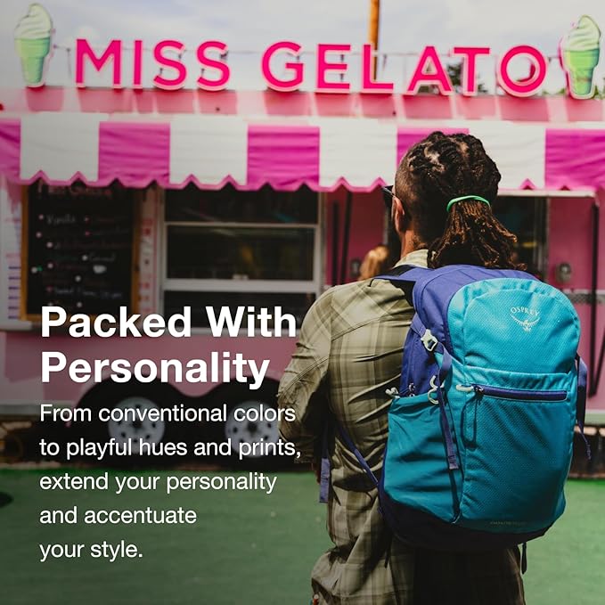 Osprey Daylite Plus Commuter Backpack - Lightweight, Everyday Pack with Laptop Sleeve and Water Bottle Pockets - Ideal for Work, School, and Travel with Versatile Storage, Daisy Print Sevres Blue