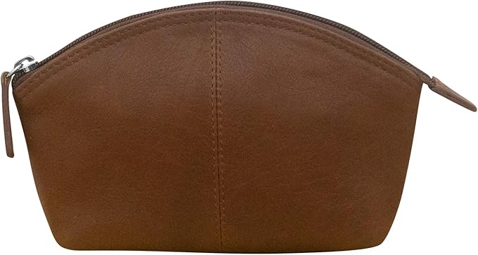 ili New York Genuine Leather Cosmetic Pouch – RFID Blocking, Leather Makeup Bag for Purse with Top Zip Closure & Interior Zip Pocket, Perfect as a Compact and Stylish Travel Cosmetic Bag
