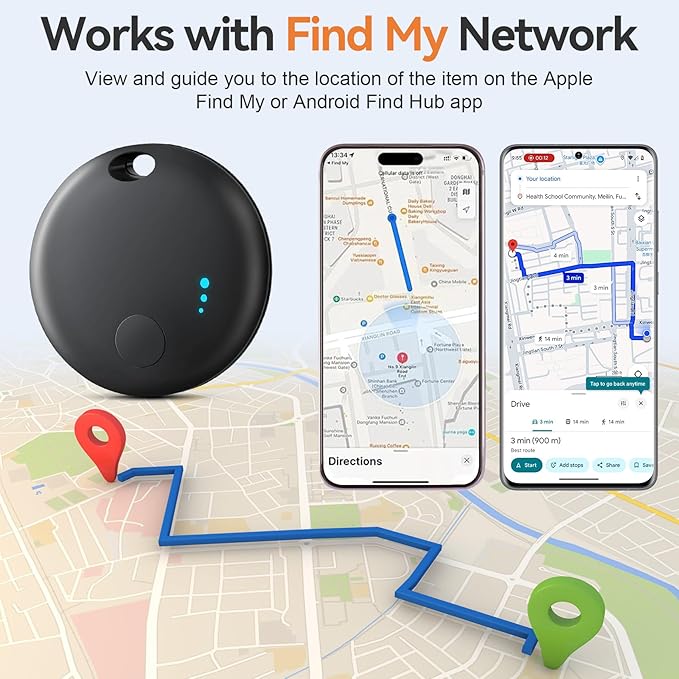 Air Tracker Tags for Android or iOS, Dual System Both iOS and Android Tracker, Find My or Find Hub App, Smart Tracker Tags with Key Ring, Key Finder/Luggage Tracker for Keys,Wallets,Bags