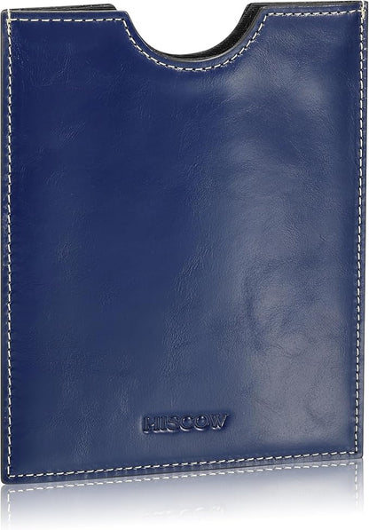 HISCOW Minimalist Passport Sleeve - Italian Calfskin (Antiqued Blue)