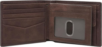 Fossil Men's Derrick Leather RFID-Blocking Bifold with Coin Pocket Wallet