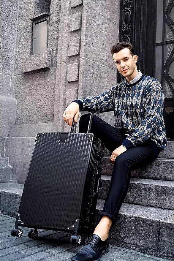 HotWay All Aluminum Carry On Luggage, 20 Inch Hard Shell Suitcase with Spinner Wheels and TSA Lock, Luggage for Business Travel (22x14x9 Airline Approved), Black