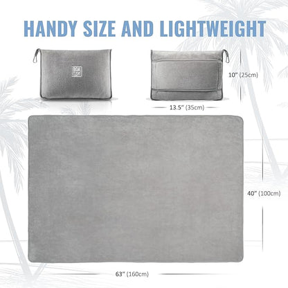 BOACAY Soft & Warm Travel Blanket for Airplane & Car - Long Flight Essential for Women, Men, Kids - Compact Pillow with Luggage Sleeve & Backpack Clip