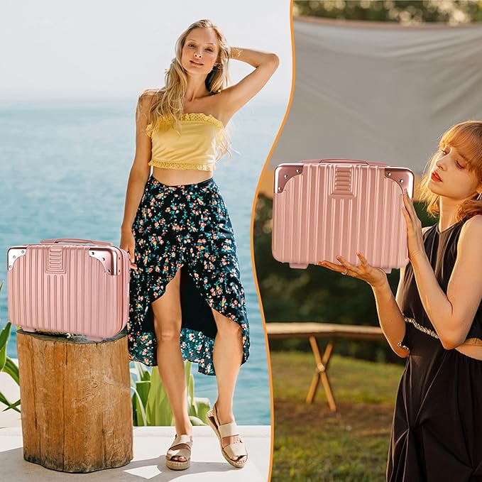 14inch Hard Shell Cosmetic Organizer Travel Train Hand Luggage Small Portable Carrying Suitcase Makeup Case Bag for Women Toiletry