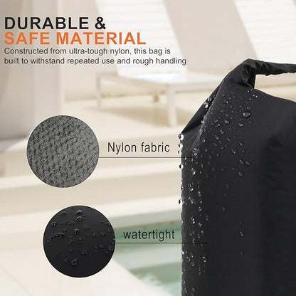 Travel Laundry Bag, Vacuum Compression Dirty Clothes Travel Bag Waterproof Wet Dry Bags Large Capacity Space Saver Bags Reusable Camp Clothes Organizer for Sports Dorm Laundromat (1 Pcs) (Black, L)