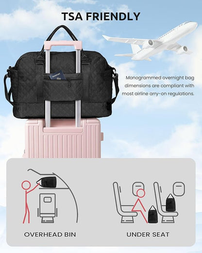 Easter Gifts for Teens-Duffle Bags, Personalized Weekender Bag with Shoulder Strap, Monogram Overnight Bags for Women Wet Pocket, Letter Travel Bag with Makeup Bag Gifts for Niece (Letter R)