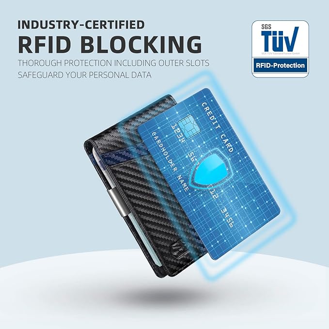 Zitahli Money Clip Wallets for Men,Slim Bifold Wallet 10-12 Cards, Mens Leather Wallet with ID Window,RFID Blocking Thin Minimalist Credit Card Holder,Gifts for Him