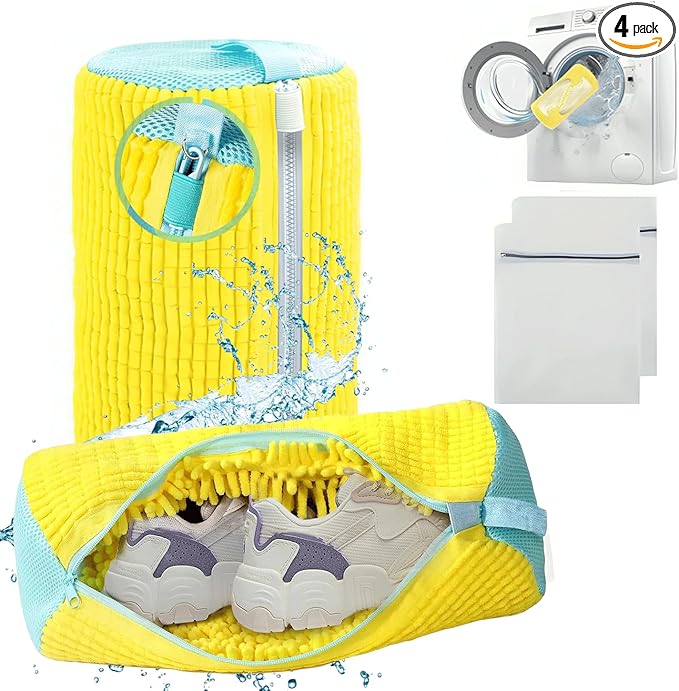 2 PCS Shoe Washing Machine Bag – XL 15" Durable Bags for Washer and Dryer with 2 Shoe Laundry Bags – Reusable Sneaker Bag, Shoes Wash Bag, Cleaning Kit 360° Protects Shoes from Damage