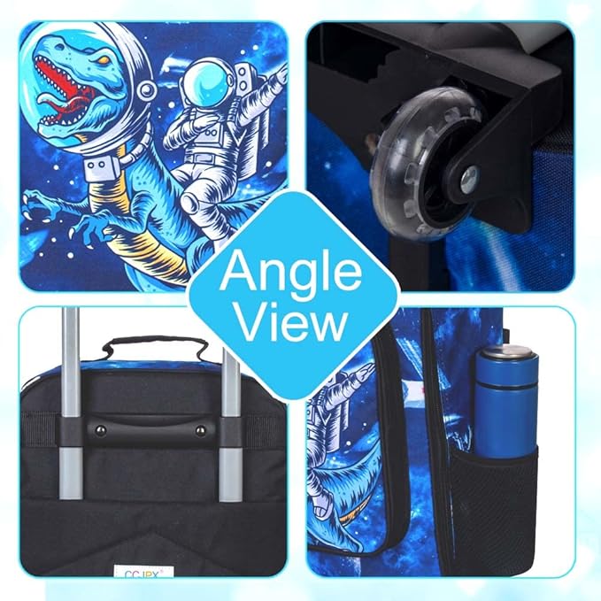 UFNDC Kids Suitcase for Boys,Dinosuar Luggage Rolling with Wheels，Travel Carry on for Children Toddler elementary