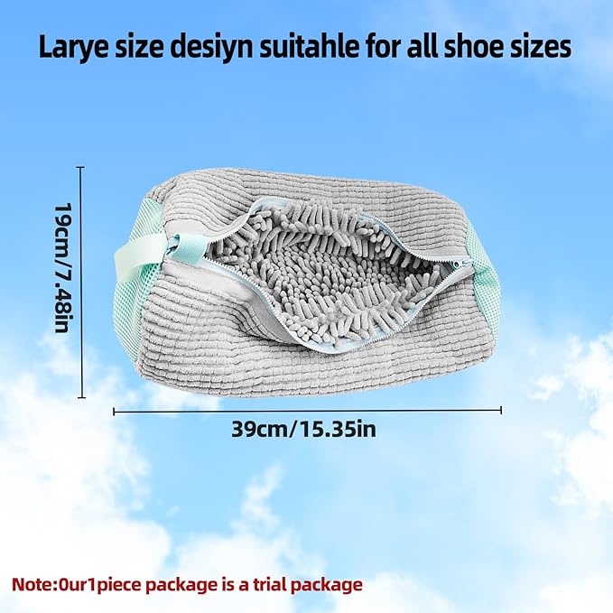 2-Packs Shoe Washing Bag for Washing Machine, Shoe Cleaning Bag for All Shoe Types,Laundry Shoe Bag for Washer and Dryer (glay)