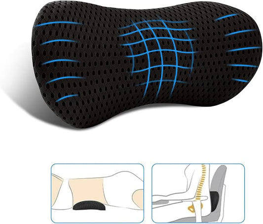 Lumbar Pillow, Memory Foam Lumbar Support Pillow for Office Chair and Car Seat, Back Support Pillow for Lower Back Pain Relief, Support Cushion Back Pillow for Sleeping, Resting, Driving, Traveling