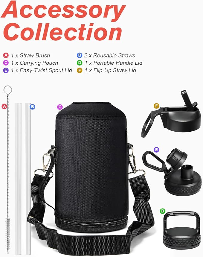 Coolflask 128 oz Gallon Water Bottle Insulated with Straw&3 Lids, Water Jug Large Stainless Steel Metal Vacuum Wide Mouth for Sports, Gym or Office, Non-BPA Keep Cold 48H Hot 24H, Ombre Wine/Navy