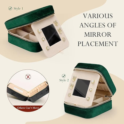 Jenria Christmas Gift for Women, Travel Jewelry Case for Women, Jewelry Organizer, Jewelry Box, Unique Gifts, Personalized Gifts for Her, Birthday Gifts for Mom, Teen Girl, Girlfriend, Green, X