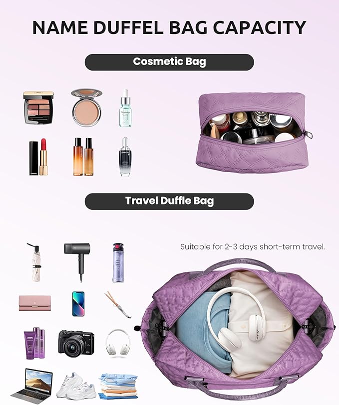 Women's Gifts - Personalized Duffle Bag with Shoe Compartment, Weekender & Overnight Bag for Tween Travel, Graduate Gift