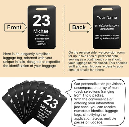 Customized Stainless Steel Luggage Tags: Personalize Your Suitcases, Backpacks, and Bags with Your Text - Custom Initial Text Name ID,Number 2"x3.3"(3 Pack)