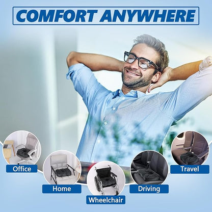 Seat Cushion for Office Chair, Tailbone & Sciatica Pain Relive, Butt Donut Pillow for Long Sitting Hours with Washable Cover, Soft Foam Cushion for Car, Wheelchair, Airplane, Truck (Dark Grey)