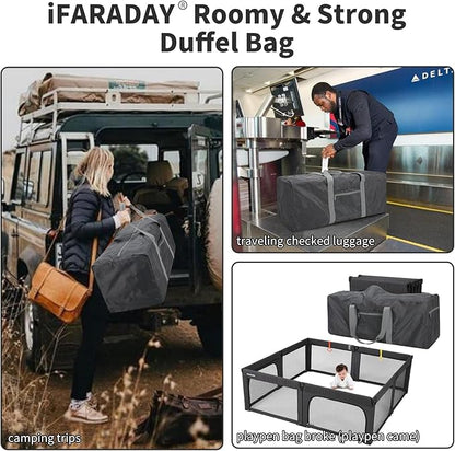 Foldable Duffle Bag for Travel - 75L Large Spare Travel Duffel Bag Lightweight with Trolley Sleeve - Grey