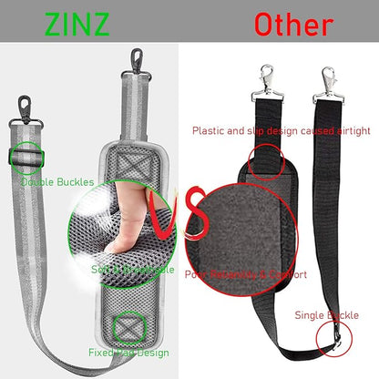 ZINZ 77 Inch Shoulder Strap Univesal Bag Strap with Fixed Pad Ultra Thick Plus Long & Breathable Cushion, Replacement Strap for Bags,Gray Silver