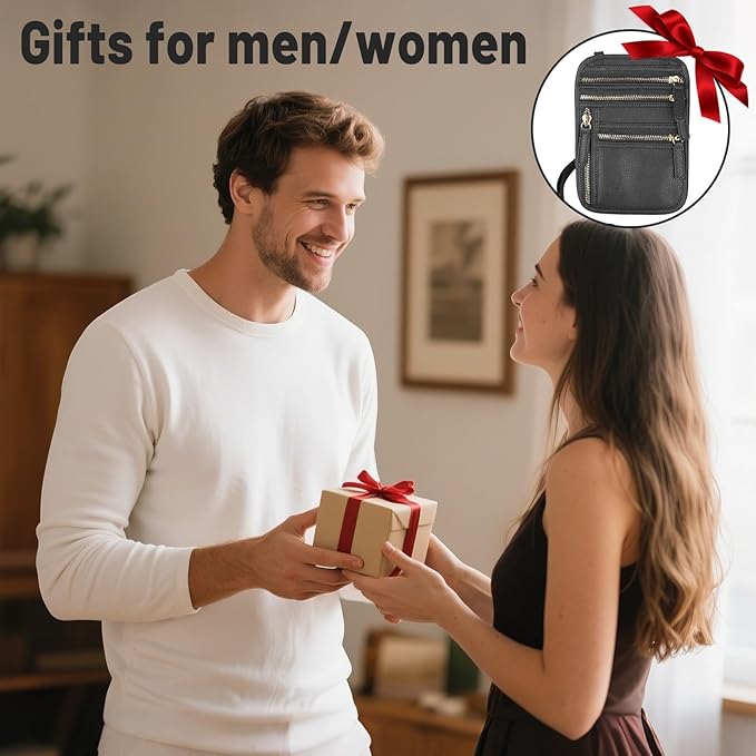 Sizobi Neck Wallet for Traveling Women Men, RFID Blocking Leather Passport Holder Pouch, Family Document Organizer Passport Wallets,International Travel Must Haves Travel Accessories