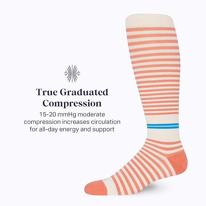 Comrad CloudCotton Knee High Socks - 15-20mmHg Graduated Compression Socks - Combed Cotton Support Socks