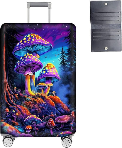 Luggage Cover Protector for 30-32 Inch Suitcases, TSA Approved Elastic Travel Suitcase Covers, Anti-Scratch Washable Luggage Sleeve for Carry On & Checked Bags, Big Mushroom