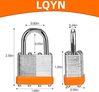 Padlocks with Same Key, LQYN 6 Pcs Laminated Keyed Padlock (1-9/16", 40mm), Keyed Alike Locks, Normal Shackle, for Storage Locker, Hasp Latch, Toolbox, Sheds