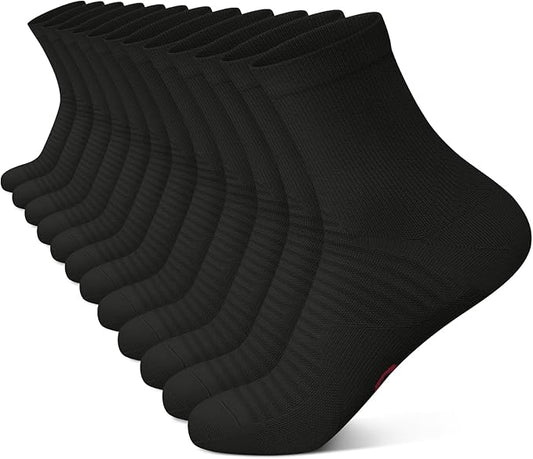 Compression Running Ankle Socks for Men and Women (6 Pairs), Quarter Athletic Socks for Running, Cycling, Golf, Work