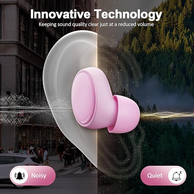 Ear Plugs for Sleeping Noise Cancelling, 45dB Noise Reduction Earplugs for Sleep, Concert, Snoring, Parenting & Noise Sensitivity Relief, Hearing Protection Reusable Earplugs with 8 Soft Tips Pink