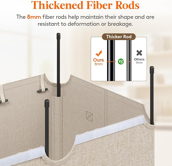 Lifewit 165L Laundry Basket with Lid, Large Laundry Hamper with Plastic Handles and Removable Bag, Foldable Tall Dirty Clothes Hampers for Laundry for Laundry Room, Bedroom, Bathroom, Dorm, Beige