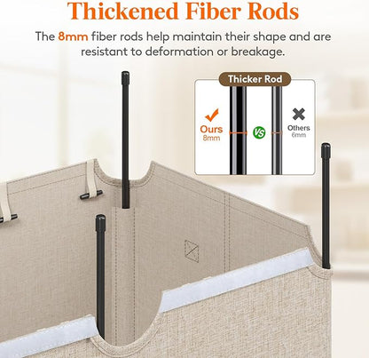 Lifewit 165L Laundry Basket with Lid, Large Laundry Hamper with Plastic Handles and Removable Bag, Foldable Tall Dirty Clothes Hampers for Laundry for Laundry Room, Bedroom, Bathroom, Dorm, Beige