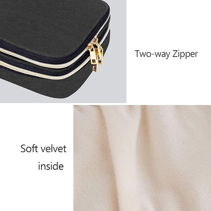 Teamoy Double Layer Jewelry Organizer, Jewelry Travel Case for Rings, Necklaces, Earrings, Bracelets and More(Medium, Black)